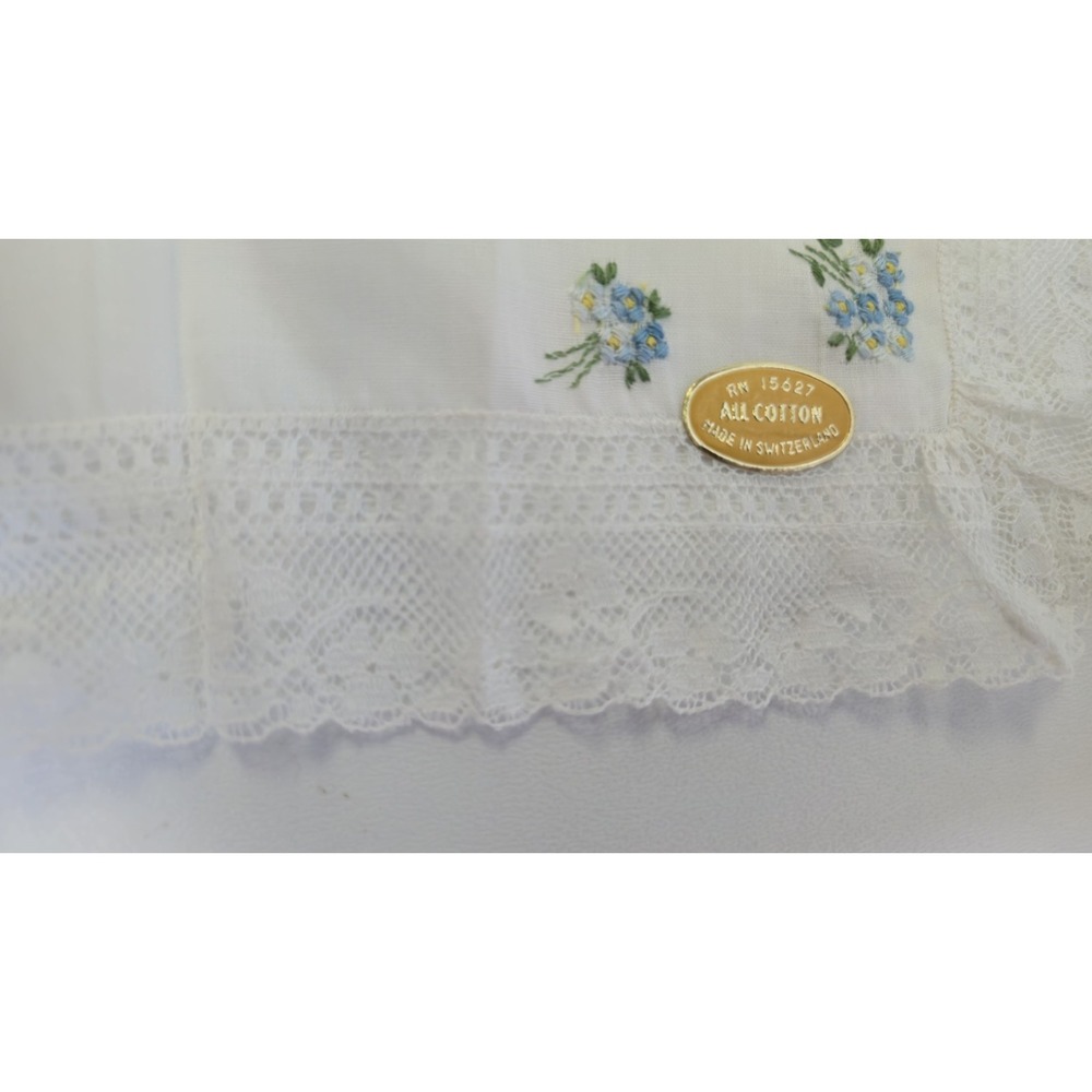 Vtg Embroidered Floral Cotton Hankie Handkerchief Switzerland RN15627 White Lace - Picture 12 of 13